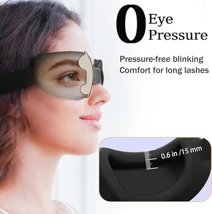 100% Blackout Sleep Eye Mask for Women Men, Zero Pressure Sleeping Mask - Sleeping Mask and Eyelash Friendly Night Blindfold, Adjustable Ultra Soft Comfortable for Dry Eye Mask (Black)