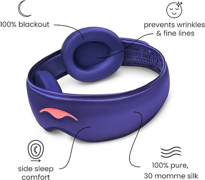 Manta Silk Sleep Mask – Premium 22 Momme Silk Eye Mask, Designed for Blackout Comfort, Breathable and Washable, Adjustable Fit (Purple)