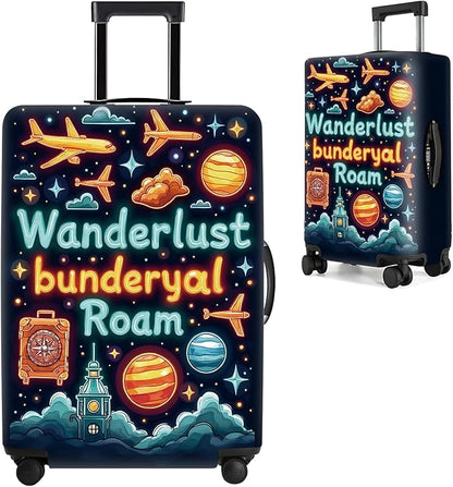 World Map Luggage Cover – Stylish and Durable Travel Suitcase Protector for Wanderlust Enthusiasts and Globe-Trotters, Fits 32"-34" Suitcase,XL