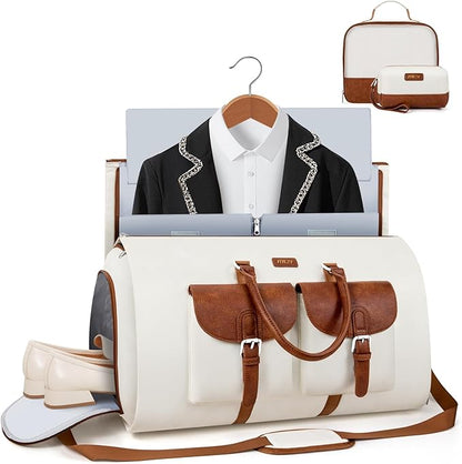 Garment Duffle Bag for Travel - Convertible Carry on Garment Duffel Travel Bag for Women Men Large Weekender Bag with Shoes Pouch 2 in 1 Hanging Suit Travel Duffel Bag 3pcs Set