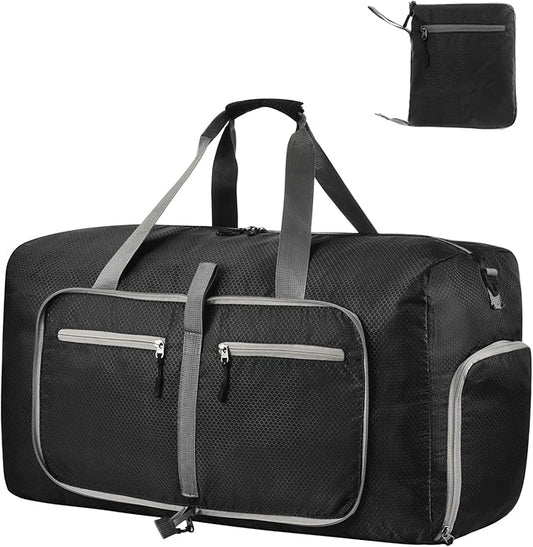 Dimayar Travel Duffle Bag for Men Women - Foldable Duffel Bag with Shoes Compartment - Overnight Bags Waterproof & Tear Resistant(115L,Black)