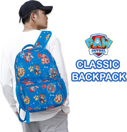 Paw Patrol Backpack for Kids - Chase, Skye, Marshall, Rubble, Rocky, Zuma, Everest, Liberty, and Ryder School Book Bag - Backpack for Boys Girls Toddlers and Adults - for Laptop and Lunch Box (Blue)