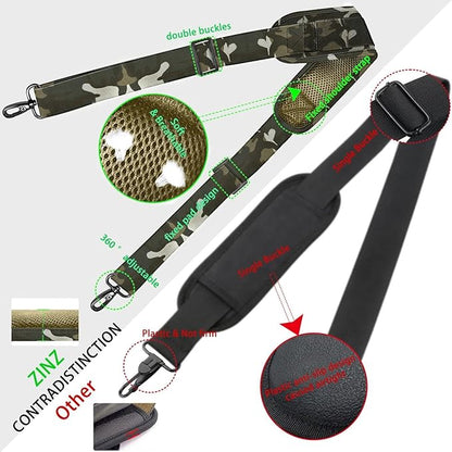 ZINZ Shoulder Strap Universal Bag Strap - 78" Ultra-Thick Padded with Dual Balanced Adjustable Buckles for Briefcase, Travel, Sports, Laptop, Crossbody Bag，Camouflage Green
