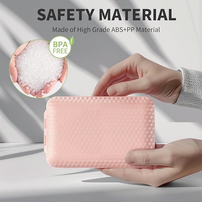 Restree Weekly Pill Organizer, Magnetic Moisture Proof Pill Case, Large Capacity Travel Pill Box with Inner Clear Lid for Vitamins, Supplements, and Daily Medications 8 Compartment (Pink)