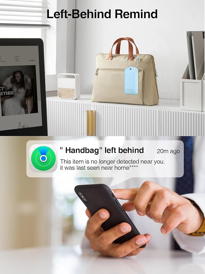 TopMade Smart Luggage Tag with Find My, Premium Leather Luggage Tags for Suitcase, Travel Bags, Backpacks, Anti-Lost Suitcase Tag Tracker for Travel with Privacy Name Card, Rechargeable