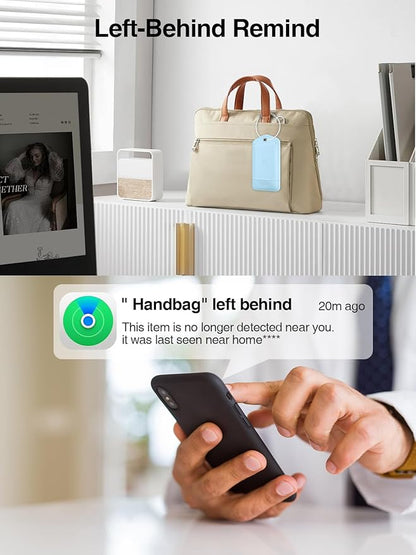 TopMade Smart Luggage Tag with Find My, Premium Leather Luggage Tags for Suitcase, Travel Bags, Backpacks, Anti-Lost Suitcase Tag Tracker for Travel with Privacy Name Card, Rechargeable