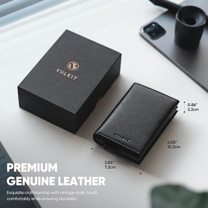 VULKIT Pop up Wallet Minimalist Cash Wallets RFID Blocking Leather Smart Credit Card Holder with Magnetic Closure for Men