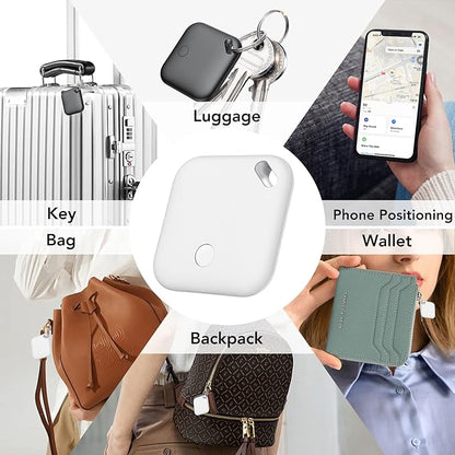 Air Tracker Tags-4 Pack, Smart Bluetooth Tracker Tag, Item Finder Works with Apple Find My (iOS Only) App, Keys Finder and Item Locator for Luggage, Backpack, Suitcases, Replaceable Battery