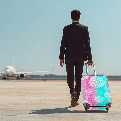 Gradient Mandala Luggage Cover Suitcase Protector Washable Anti Scratch Protective Sleeve Travel Accessories Baggage Covers Fits 22-24 Inch Suitcase Wraps and Covers for Luggage Essentials