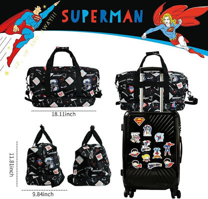 SUPERMAN Travel Duffel Bag with Krypton-Inspired Graphics, Durable Construction, Spacious Storage, Adjustable Shoulder Strap, and Multiple Carrying Options for Fans of Bold Designs