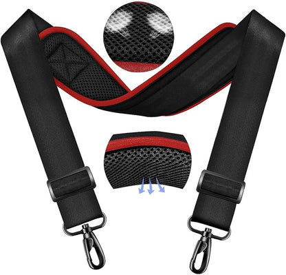 ZINMARK Shoulder Strap 59 inch, Extra-Thick Fixed Cushion Pad and Dual Clasps Universal Replacement Strap for Bags, Camera, Crossbody，Lawn mower -Black Red edge