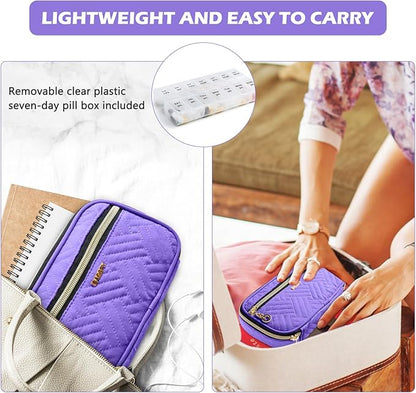 BAGSFY Pill Organizer Case 2 Times a Day- Weekly Medicine Organizer Travel Pill Box with Removable 7 Day Medicine Case Container for Fish Oil, Vitamin, Supplement