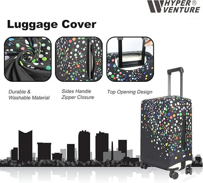 HYPER VENTURE Washable Luggage Cover - Fashion Suitcase Protector Fits 31-32 Inch Luggage (Color Dots, XL)