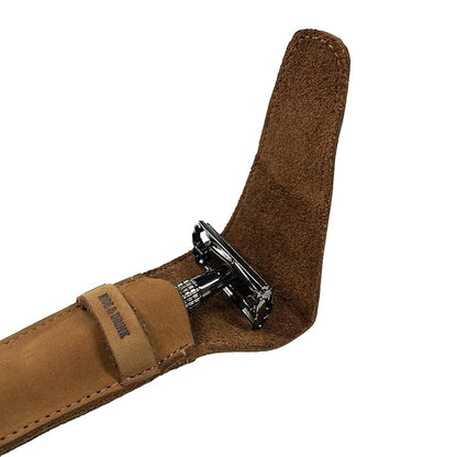 Hide & Drink, Leather Safety Razor Case, Shaving Accessories, Personal Care Essentials, Handmade (Old Tobacco)