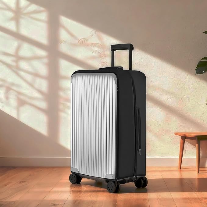 No Disassembly Suitcase Covers - 26 Inch Clear Luggage Cover Protector, Black PVC Luggage Protector