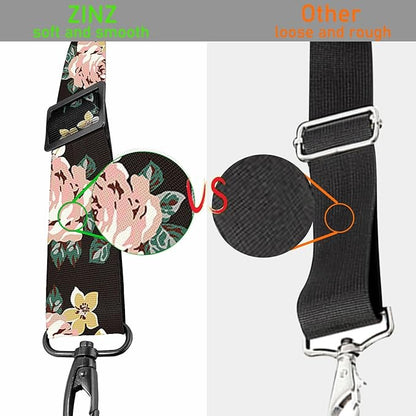 ZINZ 77 Inch Shoulder Strap Univesal Bag Strap with Fixed Pad Ultra Thick Plus Long & Breathable Cushion, Replacement Strap for Bags,Black Rose
