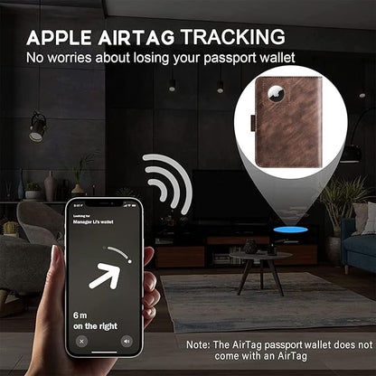 Airtag Passport Holder Cover Wallet Travel Essentials Leather Rfid Blocking Case Vacation Luggage Must Haves Travel Accessories for Men Women (117#Coffee)