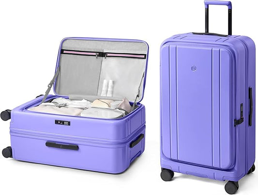 NINETYGO Large Checked Luggage 28 Inch, Top Opening Luggage Checking In Luggage, Expandable, PC Hard Shell, Larger Capacity Checked, TSA Lock, 360° Spinner Wheels (Purple)