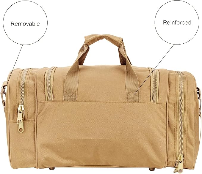 Small Duffel Bag Military Tactical Outdoor Gym Bag with Shoes Compartment for Sports Camping Hunting (TAN)