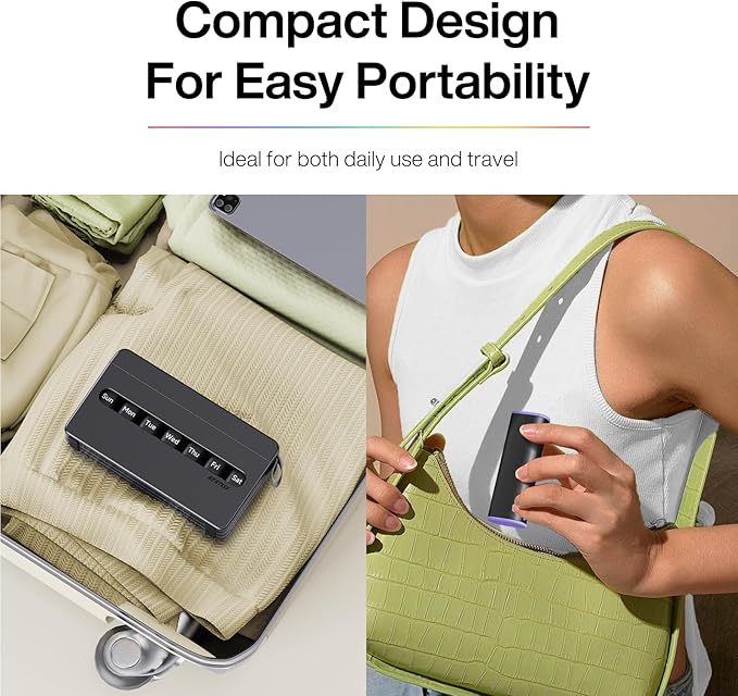 Weekly Pill Organizer 2 Times a Day - Am Pm Pill Box 7 Day, Large Twice Medicine Pill Case for Daily Medication, Vitamins, Fish Oils, Supplements Portable Week Pill Holder Container, Opaque Black