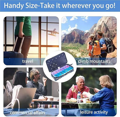 Weekly Pill Organizer 2 Times a Day, Zumd Pill Box 7 Day with Cute Quilted Fabric Zipper Case, Travel Pill Case Am Pm for Vitamin Medicine Organizer