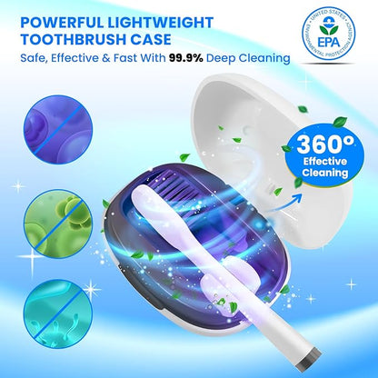 Toothbrush Cleaner Case - Toothbrush Covers with Holder - Rechargeable & Portable Travel Home Toothbrushes Cleaner Case - Fits All Manual or Electric ToothBrushes(White)