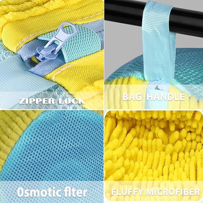 2Pcs Shoe Washing Machine Bag, Durable Laundry Shoe Bag for Washing Machine, Fluffy Fibers 360° Cleaning, Includes Liquid Shoe Brush & Travel Dust Bag, Ideal for Sneakers & Gym Shoes (yellow)