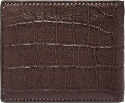 Fossil Men's Derrick Leather RFID-Blocking Bifold with Coin Pocket Wallet