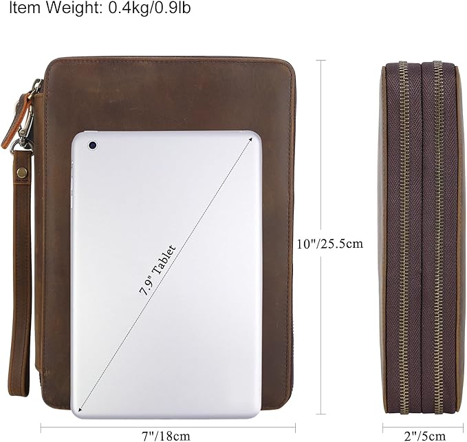 TIDING Leather Cable Electronics Organizer Case, Double Layer Travel Electronic Storage Bag for Charger, Cables, Phone, SD Card