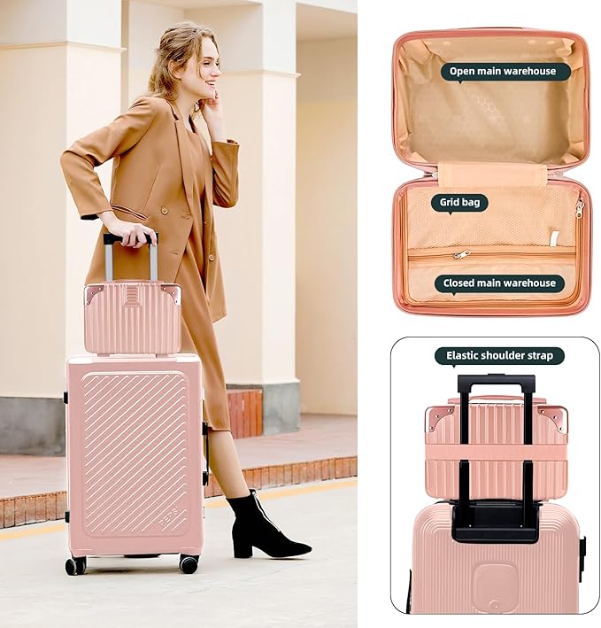 14inch Hard Shell Cosmetic Organizer Travel Train Hand Luggage Small Portable Carrying Suitcase Makeup Case Bag for Women Toiletry