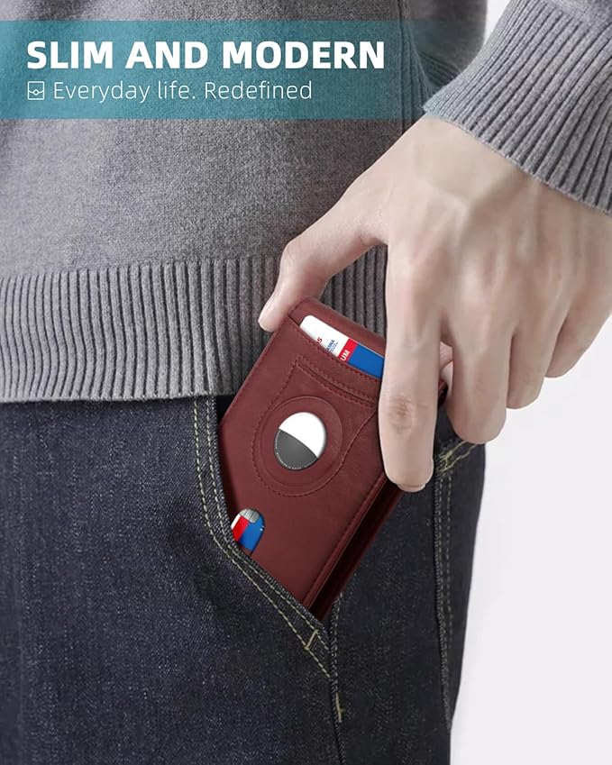 Zitahli Men's Wallets Airtag Holder Slim Rfid Leather with Gift Box