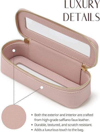 Popvibe Clear Makeup Bag Travel Cosmetic Case Transparent Toiletry Bag with Zipper, Portable Make Up Organizer Traveling Compact Car Bag for Essentials