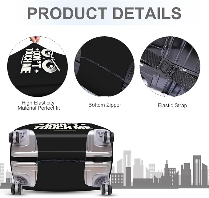 ANNA QUEEN Funny “Don’t Touch Me” Luggage Cover, Bold Black Suitcase Protector with Angry Eyes Design, Stretchable, Washable Travel Cover for 28-30 Inch Luggage
