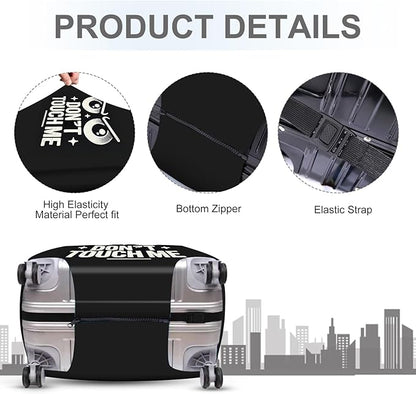 ANNA QUEEN Funny “Don’t Touch Me” Luggage Cover, Bold Black Suitcase Protector with Angry Eyes Design, Stretchable, Washable Travel Cover for 28-30 Inch Luggage