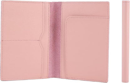 STAR VISTA Albatross Leather Travel Passport Holder, Minimalist Design, Calfskin Leather Case for Women and Men - Slim Passport Wallet, Bifold, RFID Blocking, Pale Pink