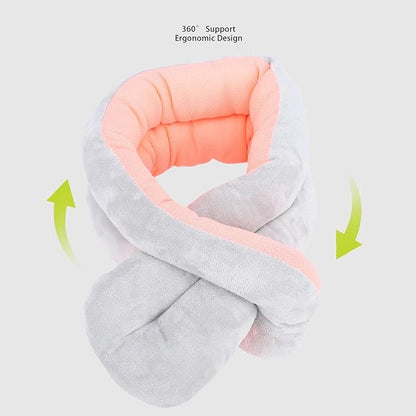 Aramox Twist Memory Foam Travel Pillow, Ergonomic Airplane Headrest Travel Neck Pillow for Traveling Suitable for Airplanes, Offices and Cars (Pink Grey)