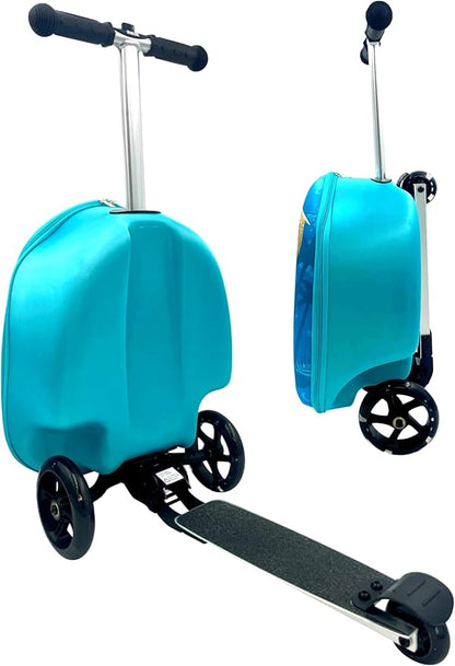 Fast Forward Kid’s Licensed 18" Ride-On Suitcase Scooter - Lightweight Carry-On Foldable Scooter Luggage