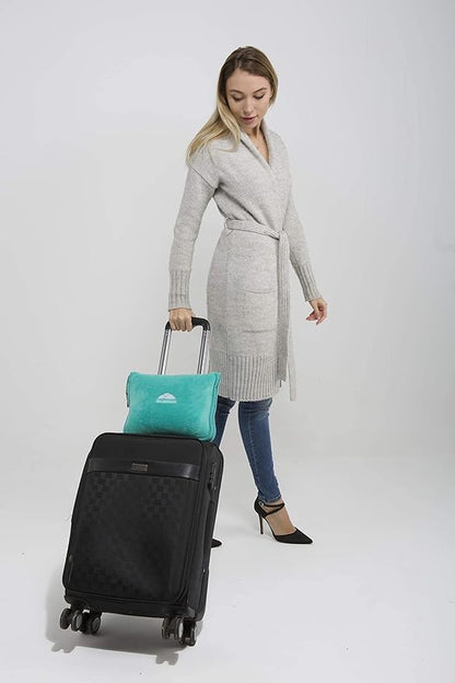 BlueHills 2-Pack Premium Soft Travel Blanket Pillow Airplane Blanket for Two in Soft Bag Pillowcase Compact Pack Large Blankets for Travel (Teal Green T012)