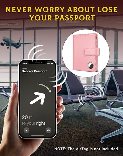 Passport Holder Wallet Cover Case for Women and Men,RFID Blocking,Passport Case,Travel Accessories (Light Pink)