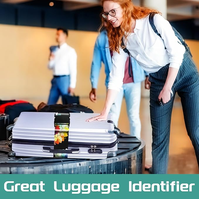 Slohif Luggage Straps for Suitcases Travel Belt Accessories Luggage Connector Identifiers Over Handle with Buckle Unique Nylon Adjustable Strap for Sleeping Bag Car Seat Colorful Flower (2 Pack)