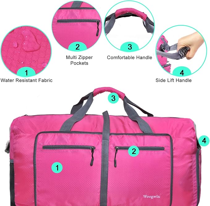 Woogwin Travel Duffel Bag Large Foldable Waterproof Overnight Bag for Beach Swim Bags Pool Sports Gym