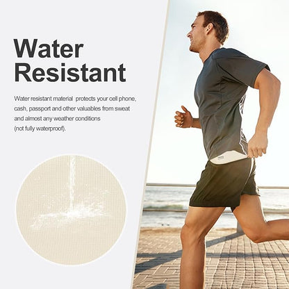 RFID Blocking Money Belt for Men Women, Slim Fanny Pack for Travel，Running,Conceal Waist Wallet for Passport Holder,Phone,Cash(Cream White)