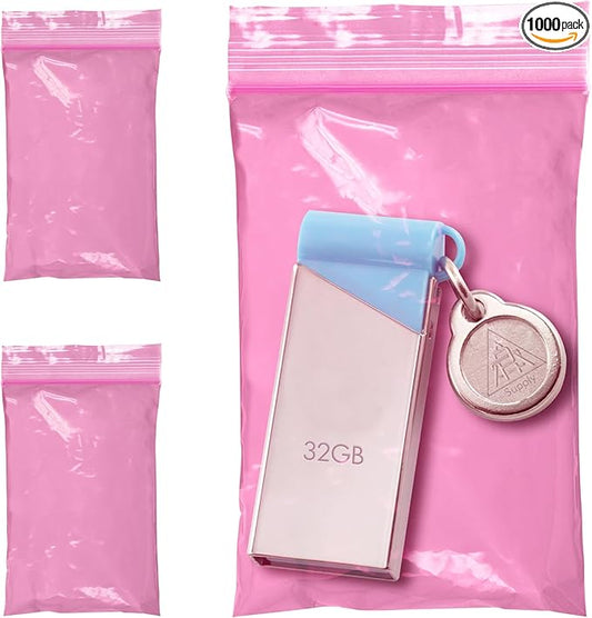 APQ Plastic Reclosable Zipper Bags, 2 x 3 Inch. Pack of 1000 Anti Static Poly Bag. Plastic Jewelry Bags. Anti Static Bag Resealable. Resealable Plastic Bags. Jewelry Poly Bags Reclosable