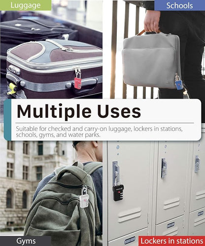 Fosmon TSA Approved Luggage Locks, Suitcase Travel Lock with Push Release Button for Extra Security, 3 Digit Combination Padlock for Gym Locker, Backpack Zipper Anti Theft, Gun Case - Silver, 2 Pack