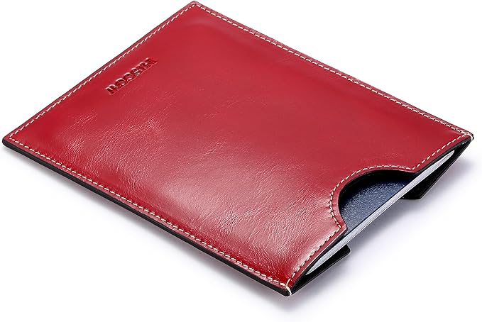 HISCOW Minimalist Passport Sleeve - Italian Calfskin (Antiqued Red)