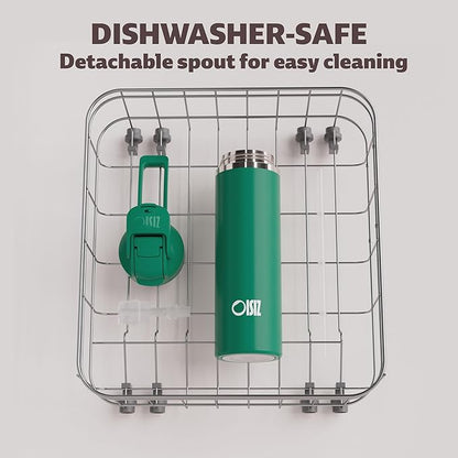 OISIZ Insulated Water Bottle 24 oz with 2 in 1 Spout and Straw Lid,One Click Safety Lock,100% Leakproof,Keep Cold 24H,Vacuum Stainless Steel Water Bottle for School,Travel and Sports,Dishwasher Safe