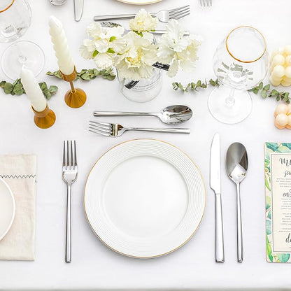 KINGSTONE Silverware Set, 60-Piece Forged Flatware Set Cutlery Set Premium Stainless Steel, Service for 12, for Kitchen, Home, Wedding, Party, Mirror Polished and Dishwasher Safe