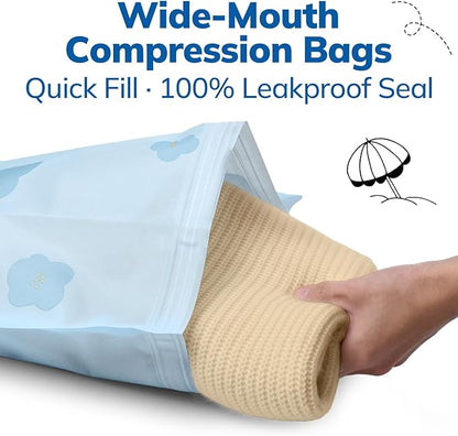 Umimile Vacuum Storage Bags for Travel with Electric Pump, Reusable Travel Vacuum Bags, Space Saver Bags for Luggage, Suitcases and Backpack (2PC + PUMP)