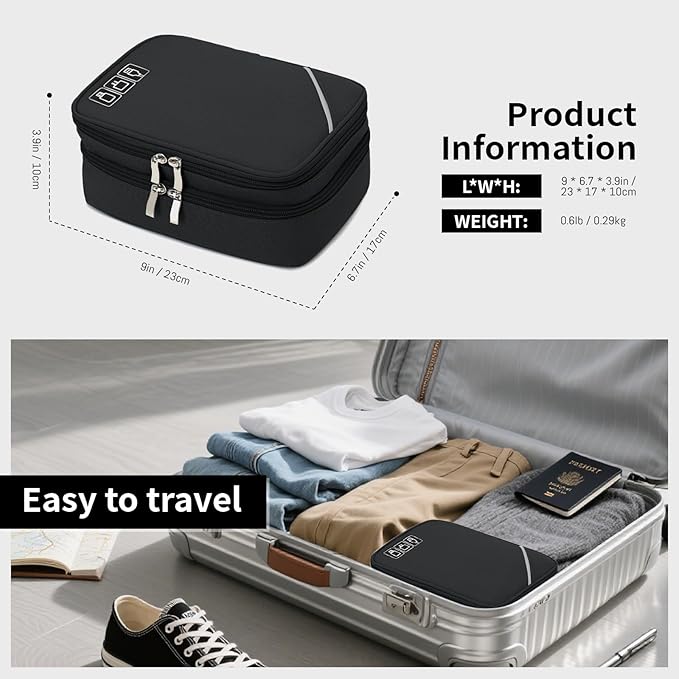 Lanola Electronic Organizer,Travel Cable Organizer Bag Pouch Electronic Accessories Carry Case Portable Double Layers Storage Bag for Cable,Cord,Charger,Phone,Earphone,Power Bank,Memory Cards - Black