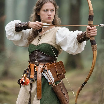 Renaissance Belt Pouch Viking Leather Medieval Belt Waist Bag Pirate Cosplay Festival Halloween Adjustable Accessories (Bottles-Brown)